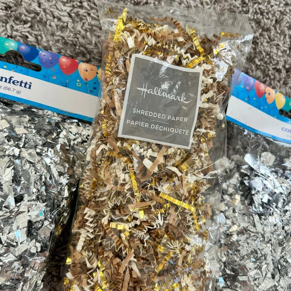 Hallmark Gold Silver Confetti‎ Shredded Paper Party Celebration Decoration